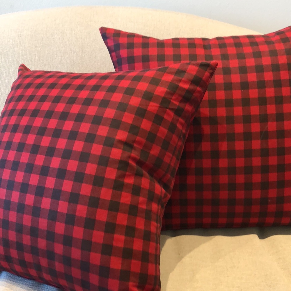Red and Black Plaid Square Holiday Pillow Covers (2) - Picture 3 of 3